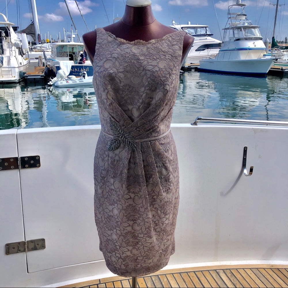 Truly Zac Posen Mocha Lace Coctail Midi Dress  12